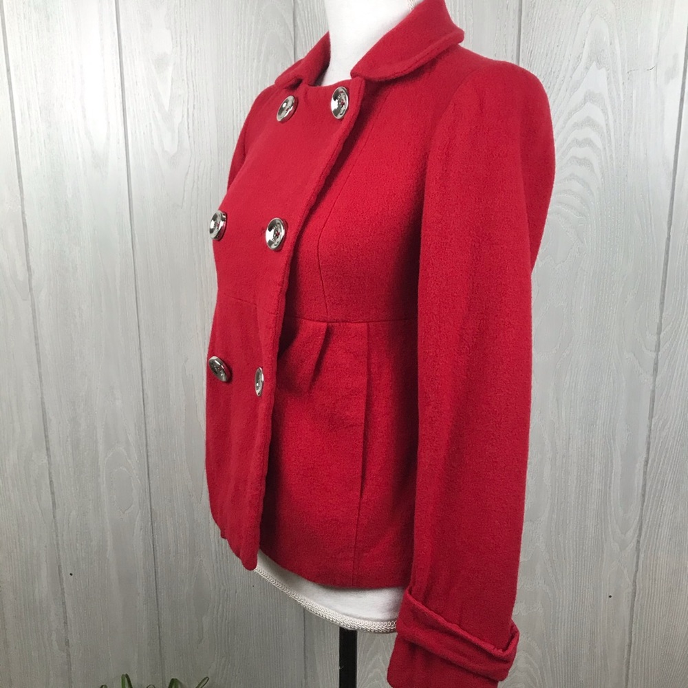 Michael Kors Solid Red Wool Button Front Lined Ja… - image 3